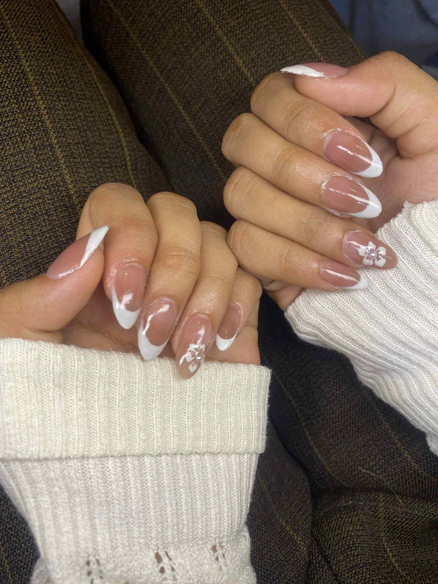 Minimalist nail art with clean lines and neutral tones